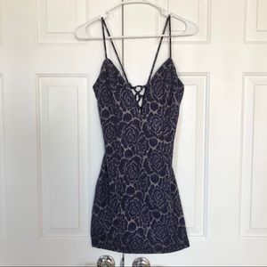 (Sm) Sexy Sarah LA Navy Gold Glitter Mini Dress